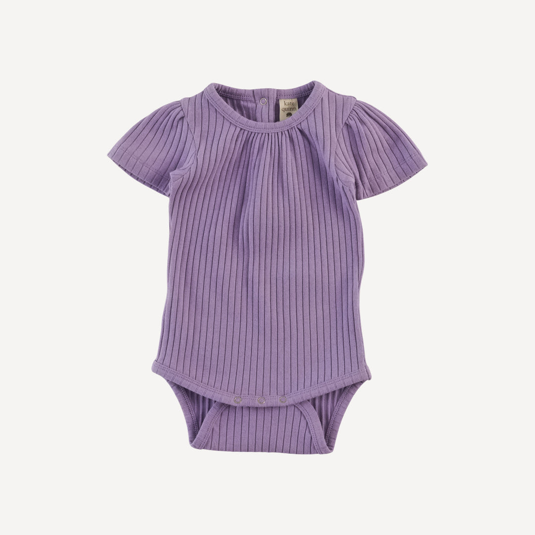 short sleeve sarah bodysuit | violet bloom | organic cotton wide rib