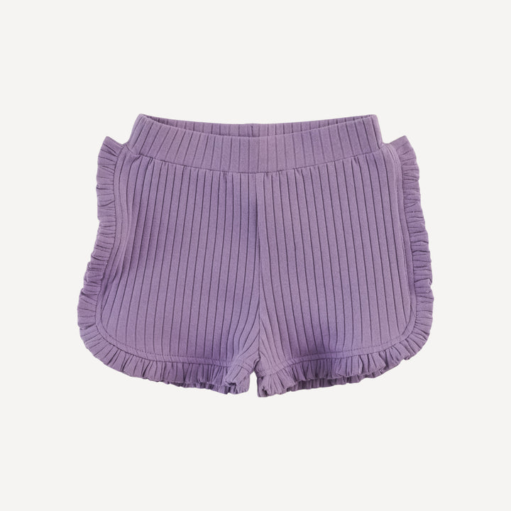 ruffle track short | violet bloom | organic cotton wide rib