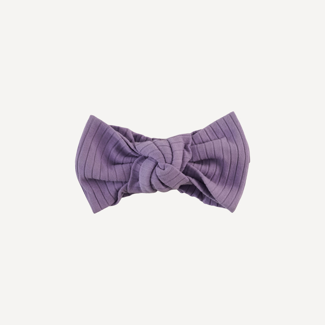 large bow elastic headband | violet bloom | organic cotton wide rib