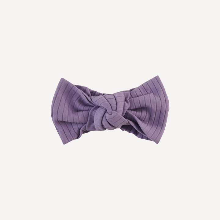 large bow elastic headband | violet bloom | organic cotton wide rib