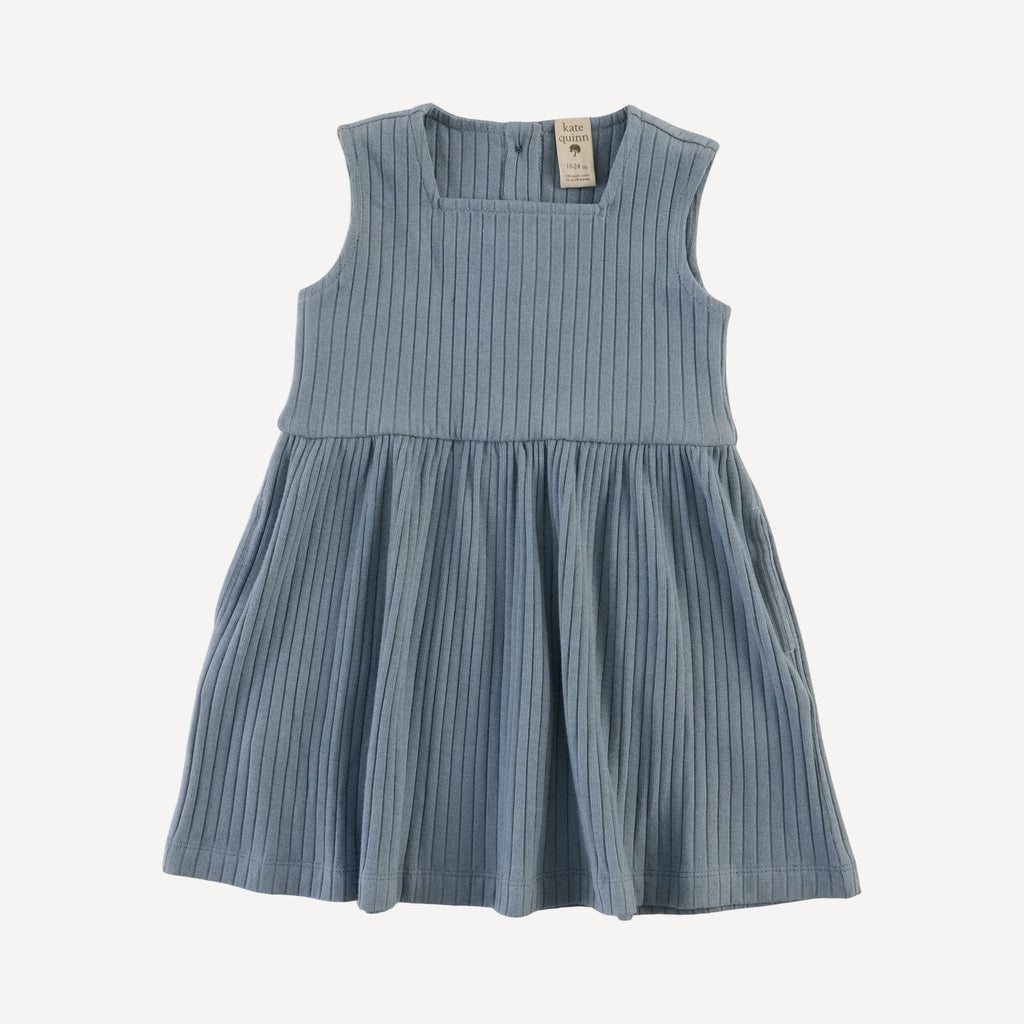 sleeveless square neck dress | citadel | organic cotton wide rib