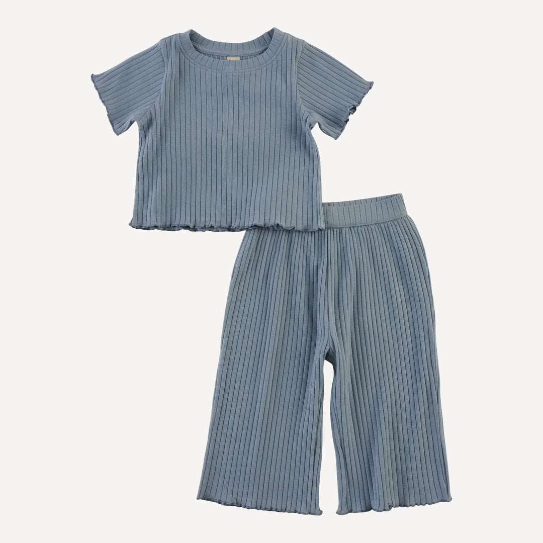 short sleeve jade set | citadel | organic cotton wide rib