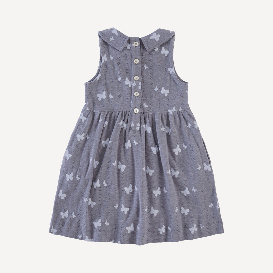 sleeveless peter pan dress | tiny butterfly scatter | organic cotton pointelle