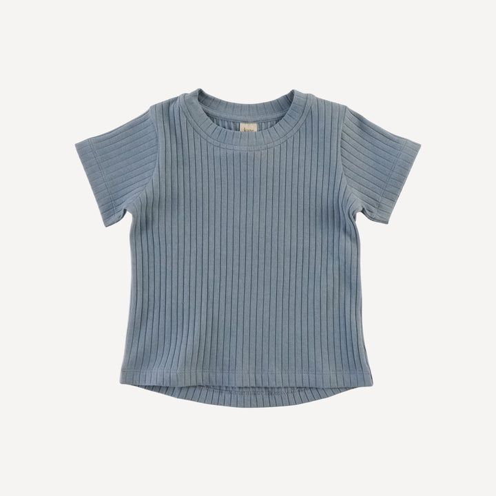 short sleeve essential boxy tee | citadel | organic cotton wide rib