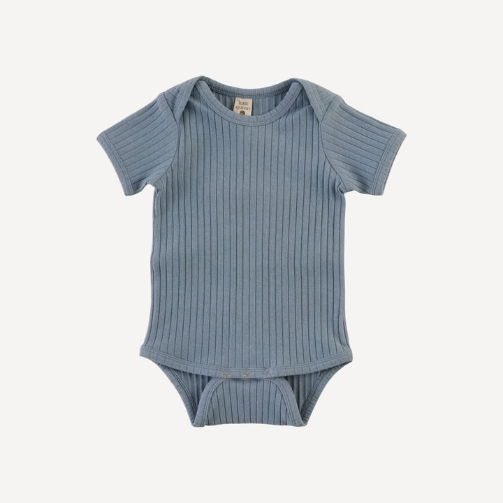 short sleeve lap neck bodysuit | citadel | organic cotton wide rib