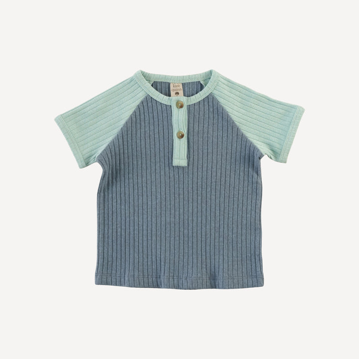 short sleeve baseball henley tee | citadel | organic cotton wide rib