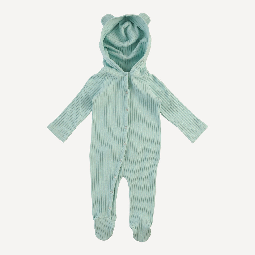 long sleeve bear footie | surf spray | organic cotton wide rib