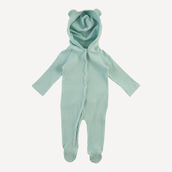 long sleeve bear footie | surf spray | organic cotton wide rib