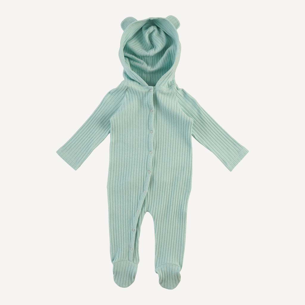 long sleeve bear footie | surf spray | organic cotton wide rib