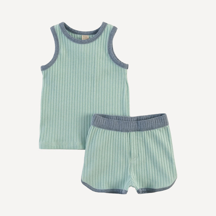 ringer tank + retro short set | surf spray | organic cotton wide rib