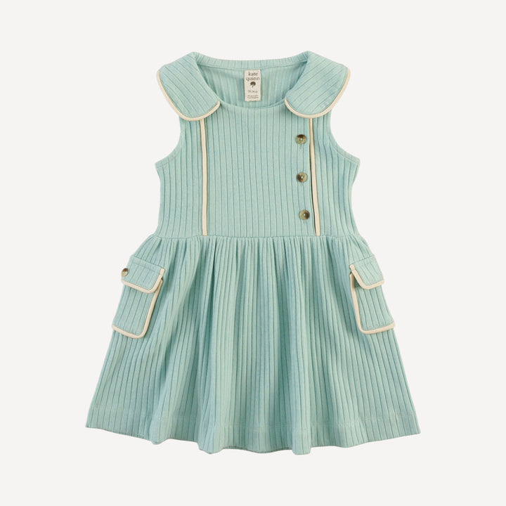 sleeveless peter pan apron dress | surf spray | organic cotton wide rib