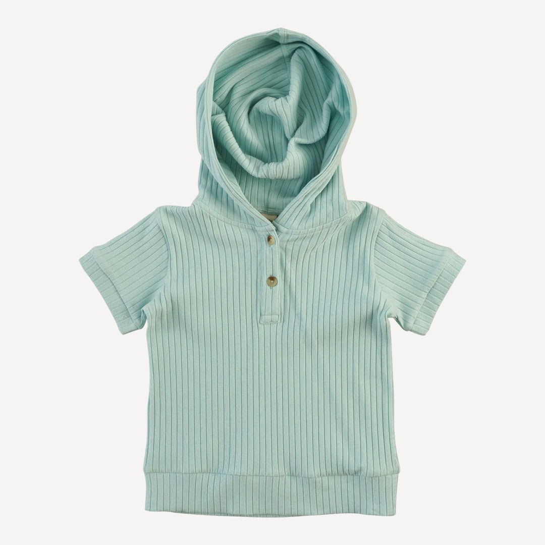short sleeve henley hoodie | surf spray | organic cotton wide rib