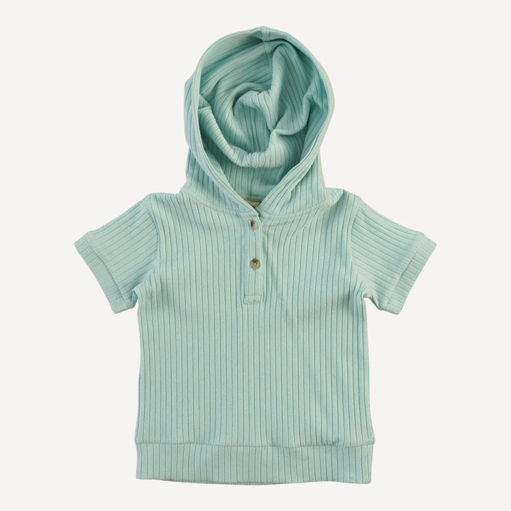 short sleeve henley hoodie | surf spray | organic cotton wide rib