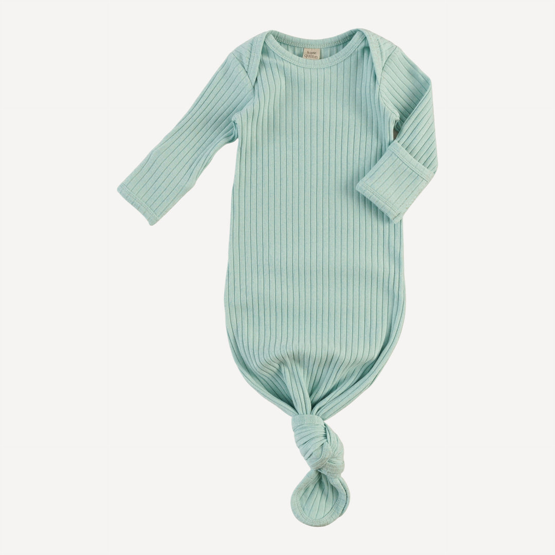 long sleeve lap neck knotted gown | surf spray | organic cotton wide rib