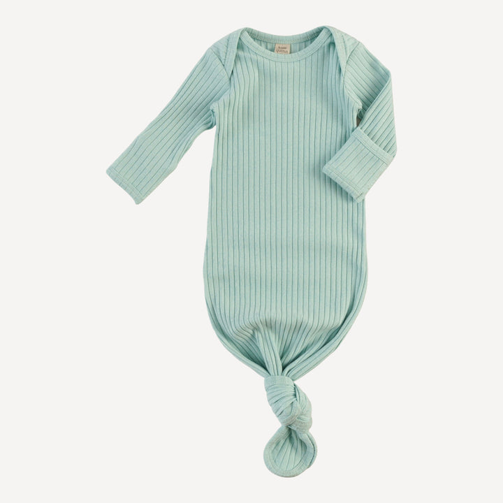 long sleeve lap neck knotted gown | surf spray | organic cotton wide rib