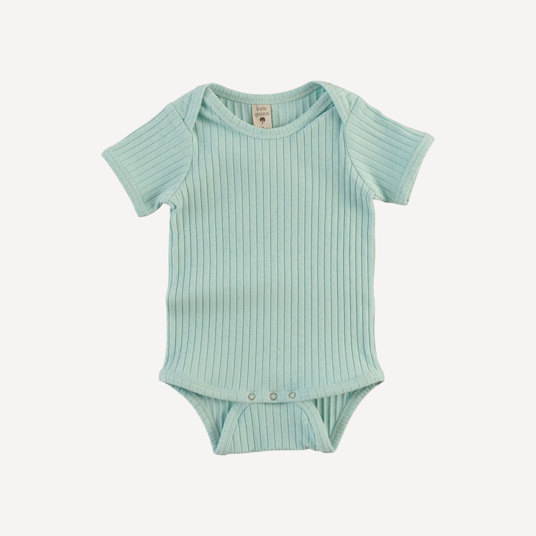 short sleeve lap neck bodysuit | surf spray | organic cotton wide rib