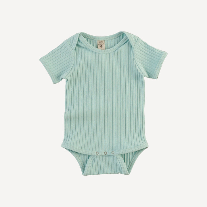 short sleeve lap neck bodysuit | surf spray | organic cotton wide rib
