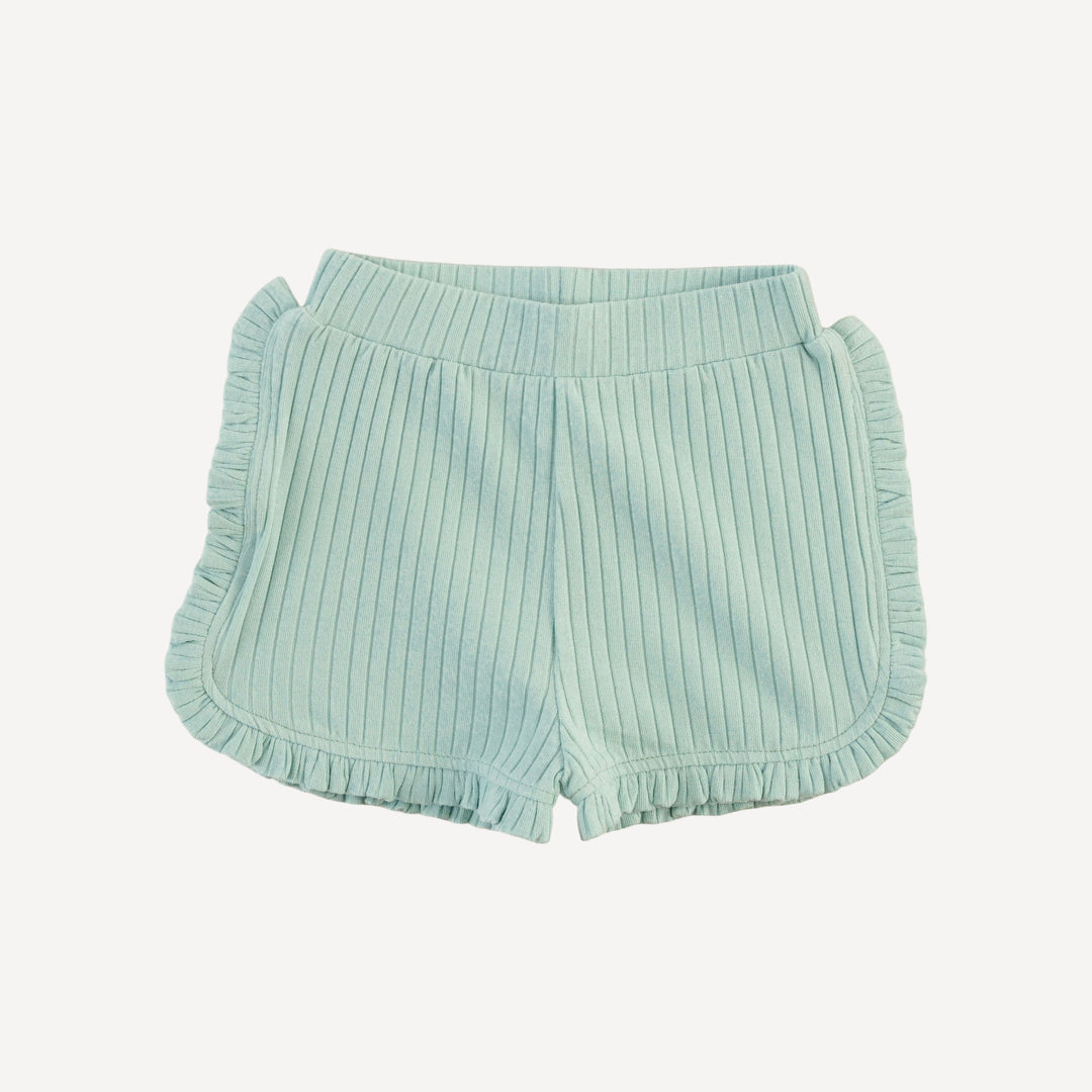 ruffle track short | surf spray | organic cotton wide rib