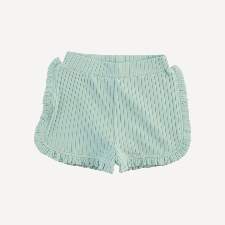 ruffle track short | surf spray | organic cotton wide rib
