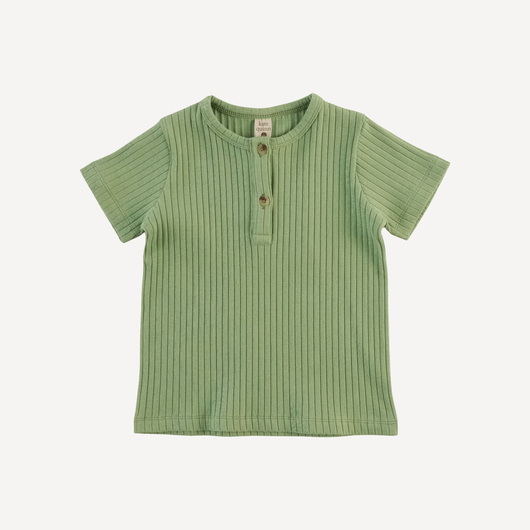 short sleeve basic henley tee | mistletoe | organic cotton wide rib