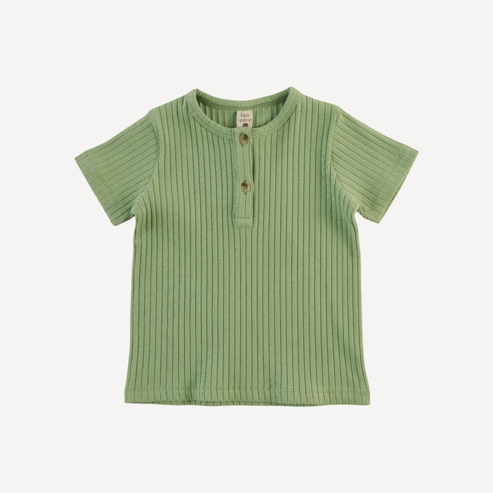 short sleeve basic henley tee | mistletoe | organic cotton wide rib