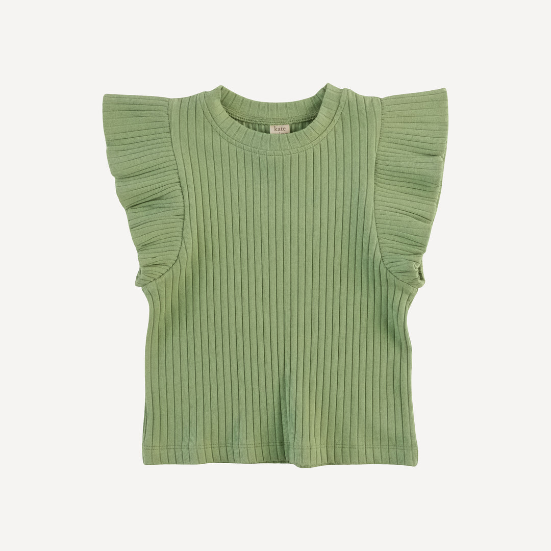 flutter ruffle tee | mistletoe | organic cotton wide rib