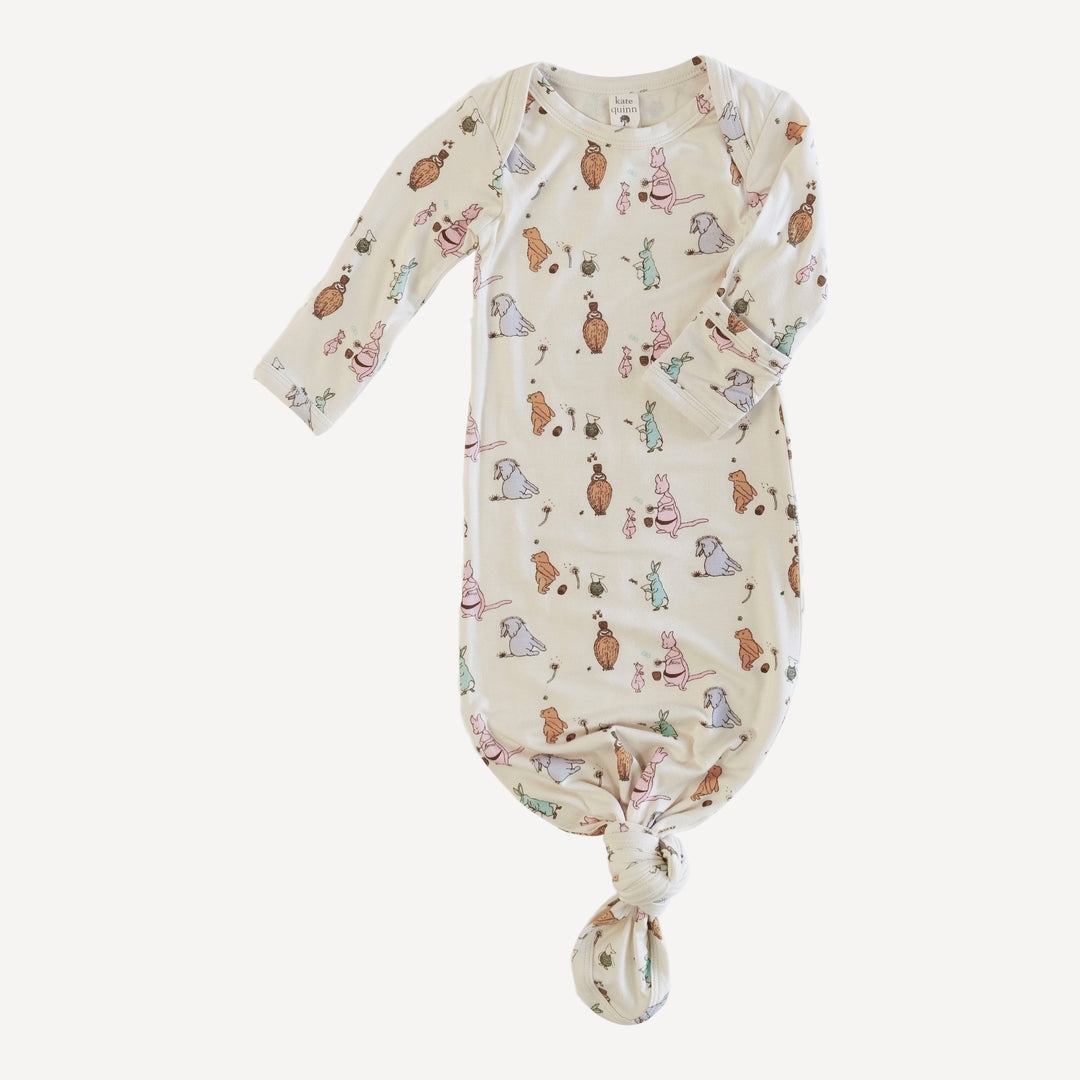 long sleeve lap neck knotted gown | pooh & friends | bamboo