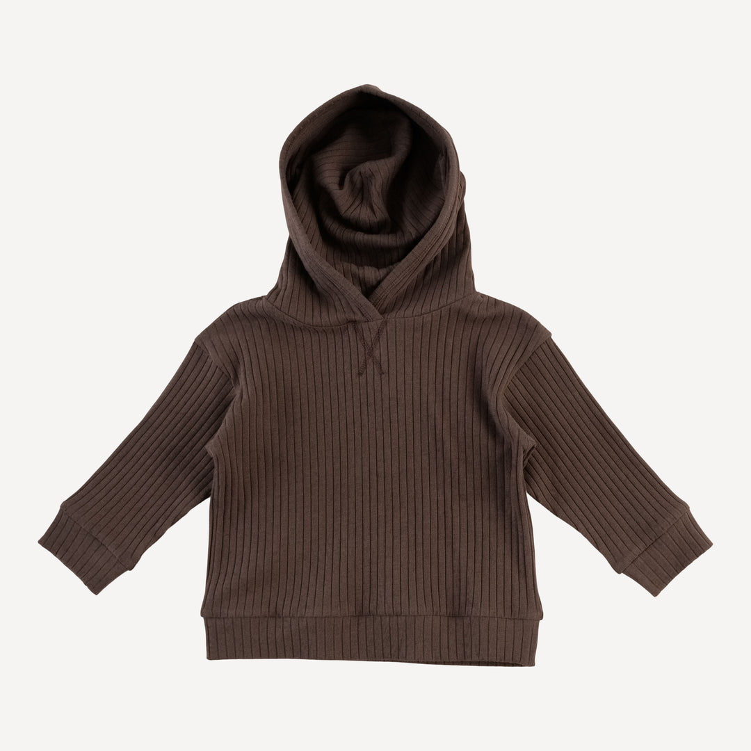 long sleeve hooded cuffed jogger set | chocolate chunk | organic cotton wide rib