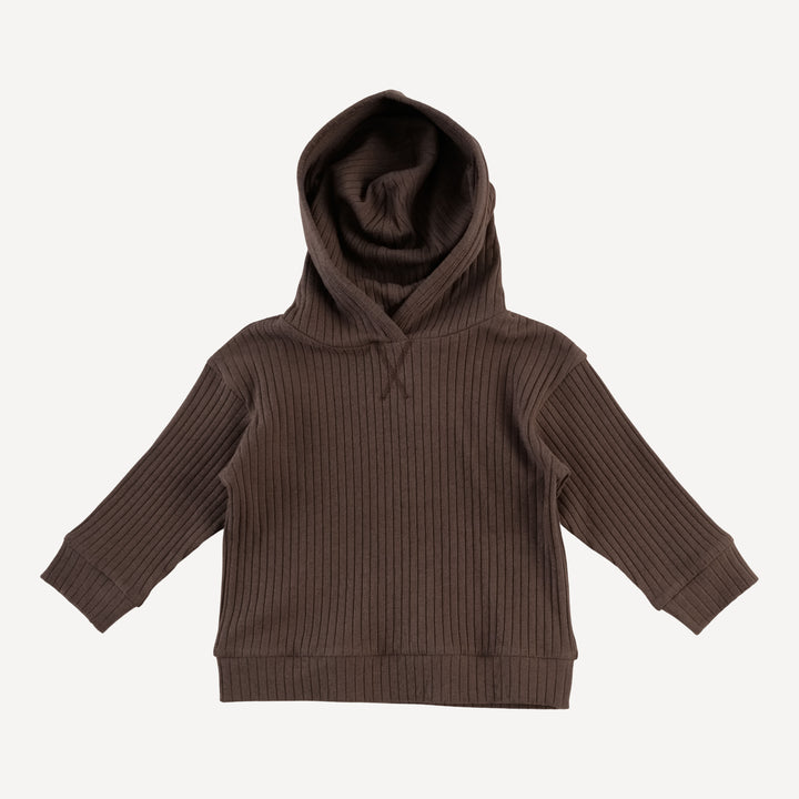 long sleeve hooded cuffed jogger set | chocolate chunk | organic cotton wide rib