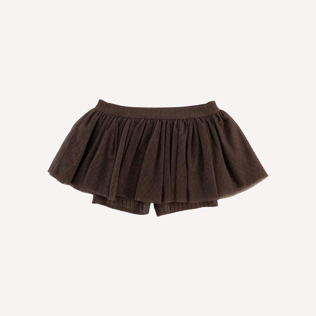 tulle ballerina tutu short | chocolate chunk | organic cotton wide rib