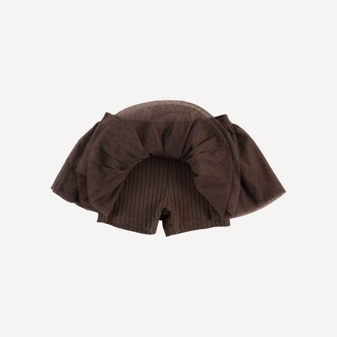 tulle ballerina tutu short | chocolate chunk | organic cotton wide rib