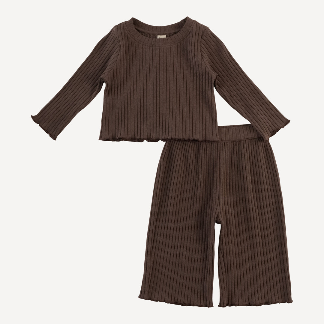 long sleeve jade set | chocolate chunk | organic cotton wide rib
