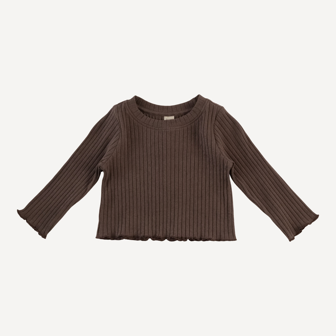 long sleeve jade set | chocolate chunk | organic cotton wide rib