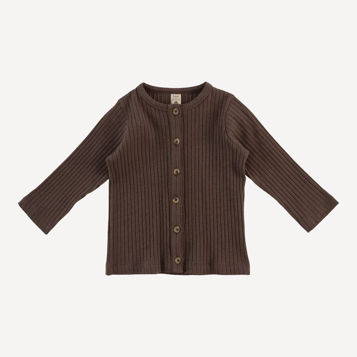 long sleeve cardigan | chocolate chunk | organic cotton wide rib