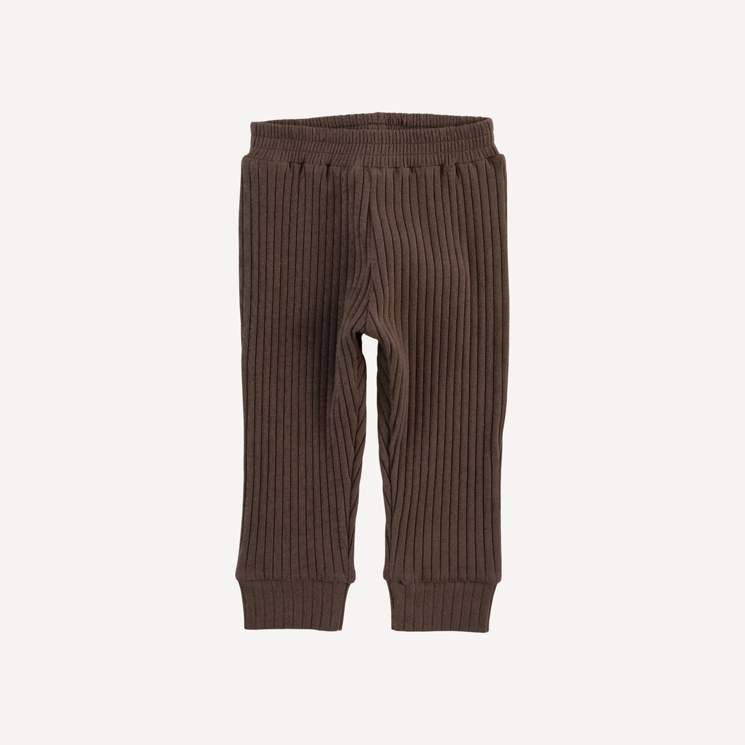 long sleeve hooded cuffed jogger set | chocolate chunk | organic cotton wide rib