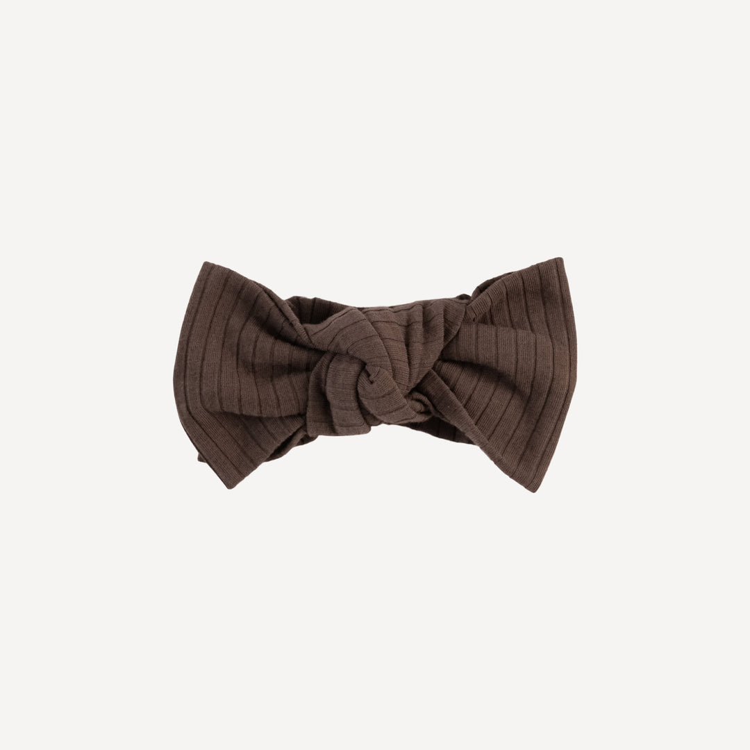 large bow elastic headband | chocolate chunk | organic cotton wide rib