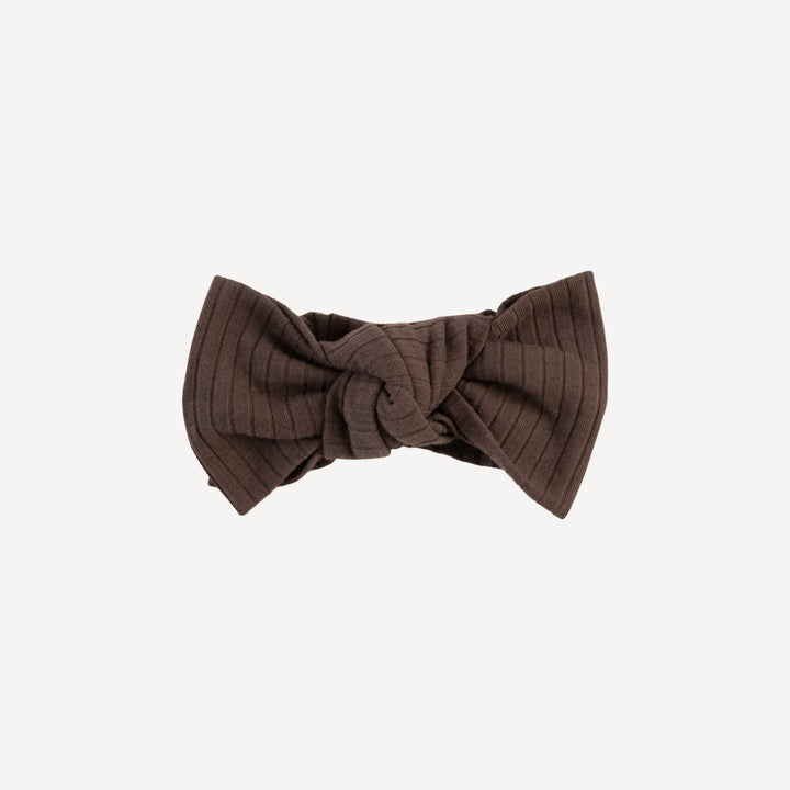 large bow elastic headband | chocolate chunk | organic cotton wide rib
