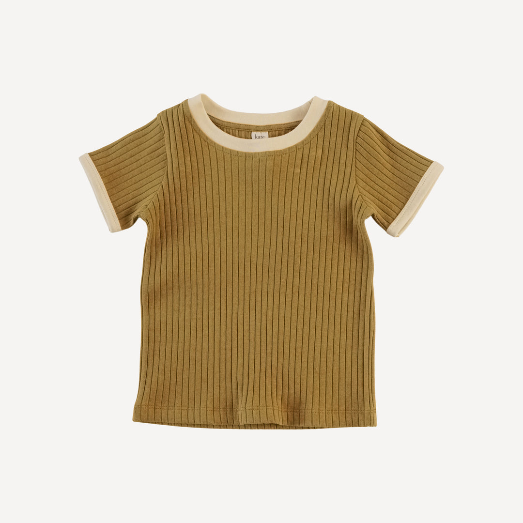 short sleeve ringer tee + retro short set | fennel | organic cotton wide rib