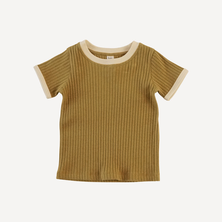 short sleeve ringer tee + retro short set | fennel | organic cotton wide rib