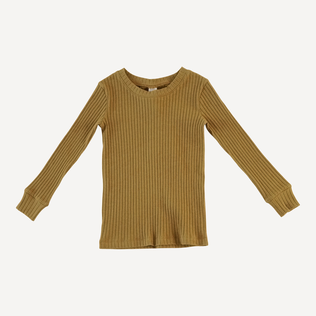 long sleeve crew neck pj set | fennel | organic cotton wide rib