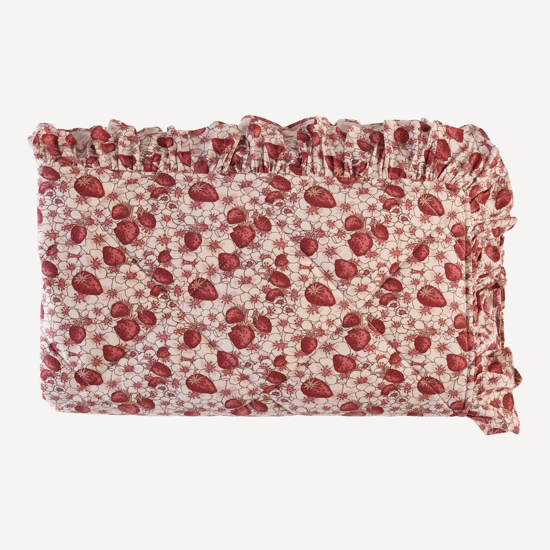 ruffle quilt | pink strawberry floral | bamboo