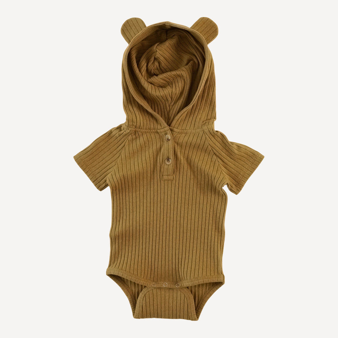 short sleeve bear bodysuit | fennel | organic cotton wide rib