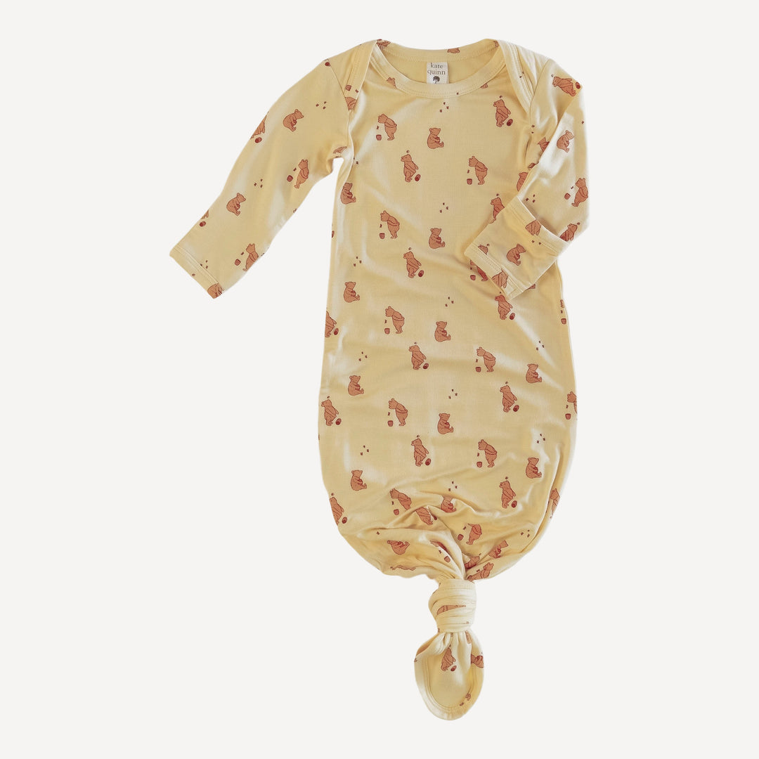 long sleeve lap neck knotted gown | pooh | bamboo