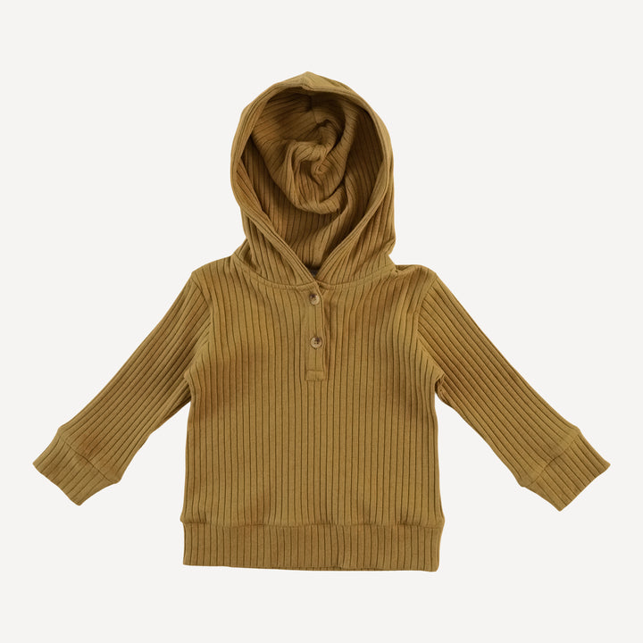 long sleeve henley hoodie | fennel | organic cotton wide rib