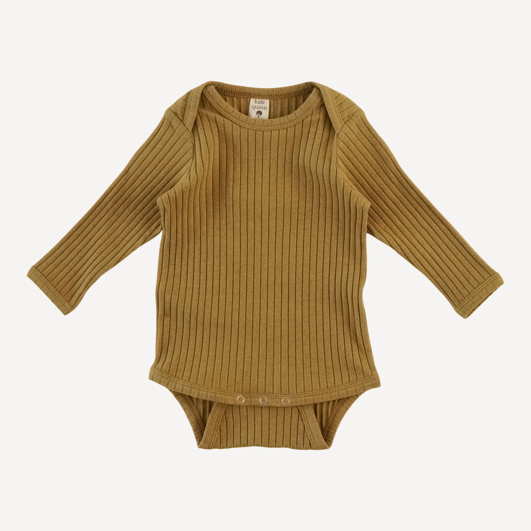 long sleeve lap neck bodysuit | fennel | organic cotton wide rib