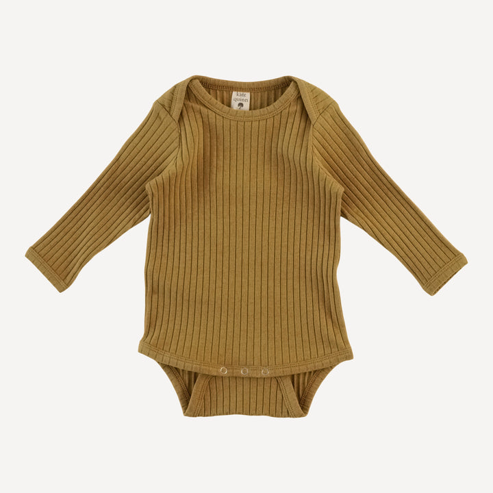 long sleeve lap neck bodysuit | fennel | organic cotton wide rib