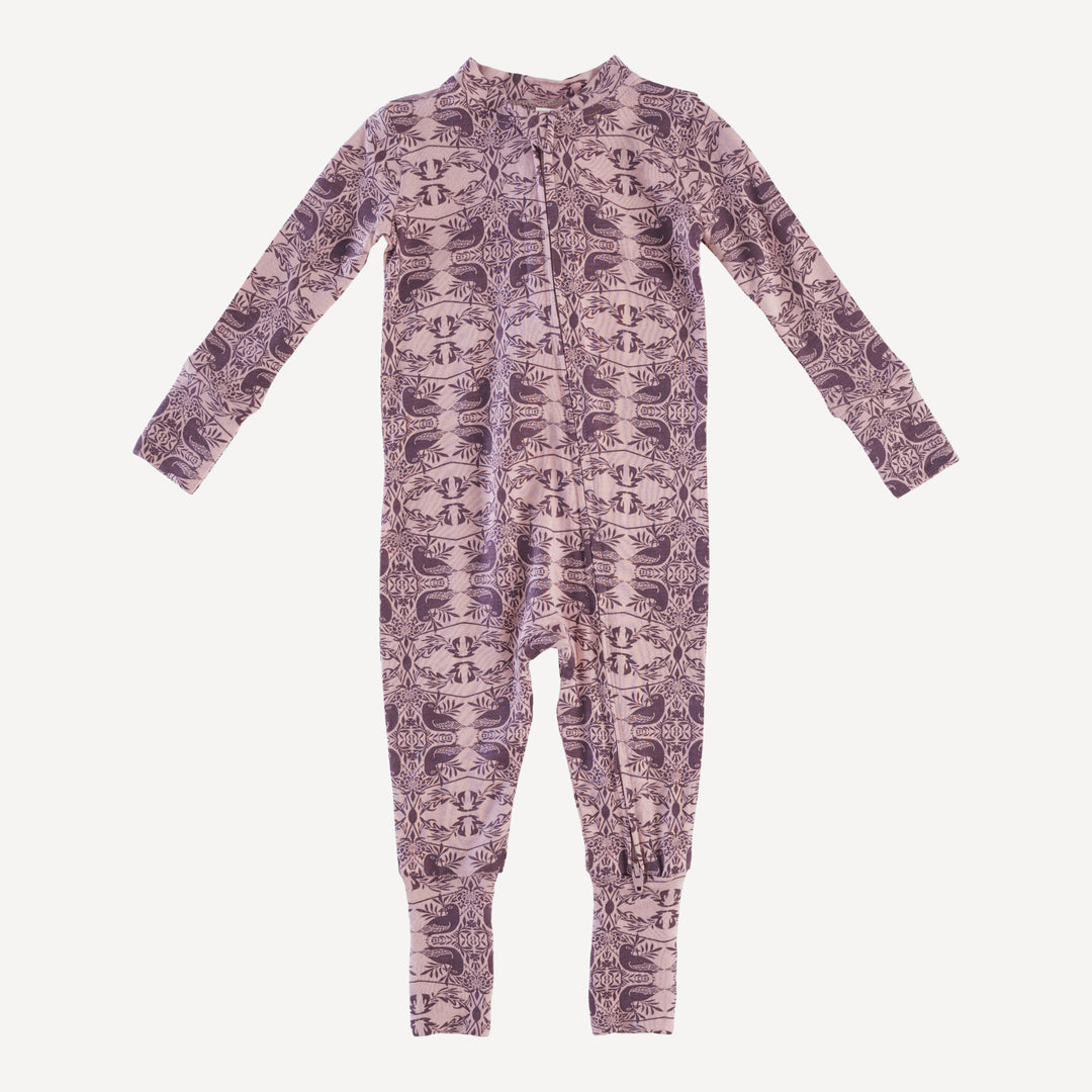 long sleeve convertible zippy pj | bird nouveau | modal