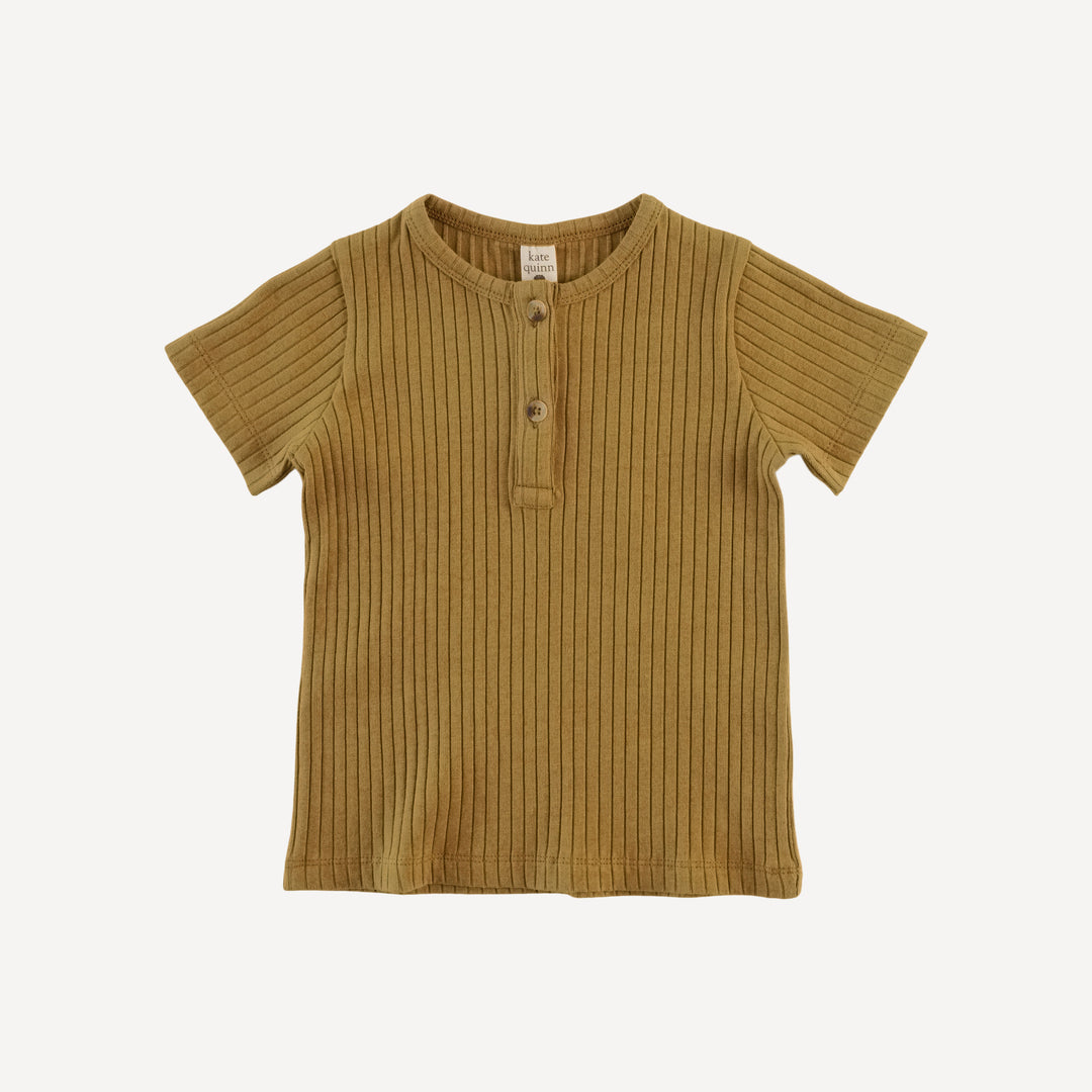 short sleeve basic henley tee | fennel | organic cotton wide rib