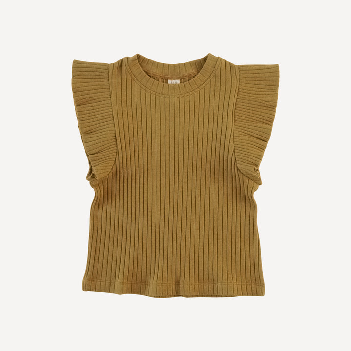 flutter ruffle tee | fennel | organic cotton wide rib