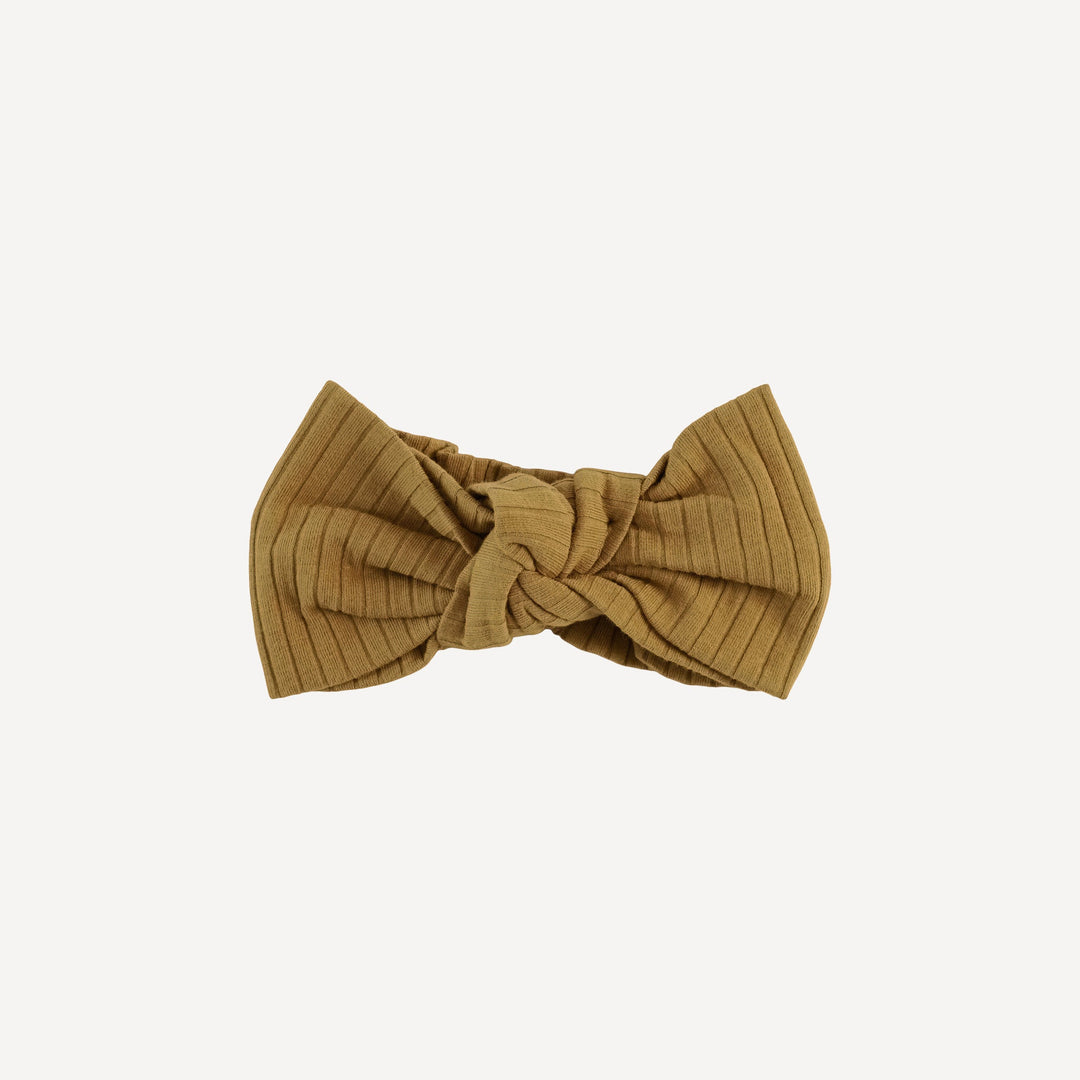 large bow elastic headband | fennel | organic cotton wide rib